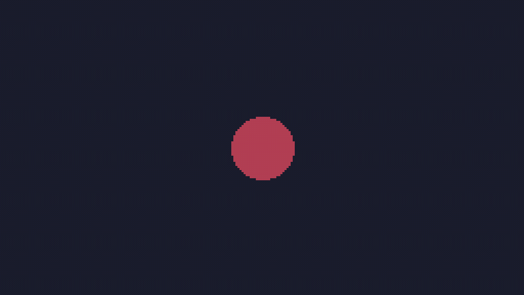 Red pixelly circle on a bluish black background